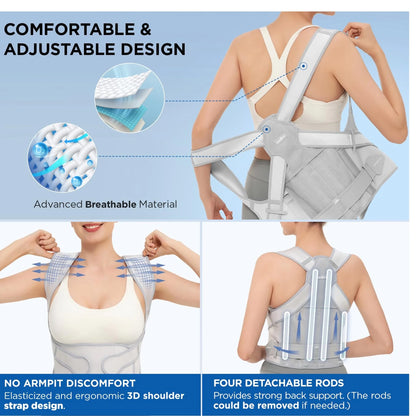 Say goodbye to back pain and hello to perfect posture! 🌟 Our adjustable back brace is the ultimate solution for scoliosis and hunchback correction. Perfect for both women and men! 💪 #PostureCorrector #BackSupport #HealthySpine