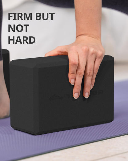 Yoga Blocks 2 Pack, Soft Non-Slip Foam Blocks with Beveled Edges for Alignment and Stretching in Yoga, Pilates, and Dance - Supportive, Lightweight, Odor Resistant, Latex-Free