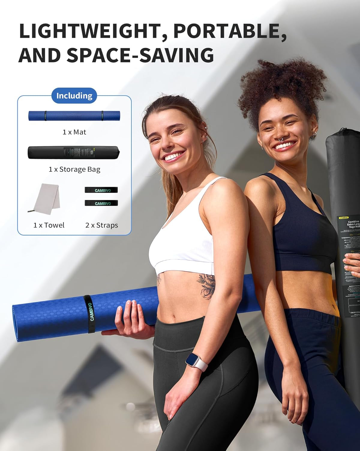 Large Yoga Mat (6'X 4'), Extra Wide Workout Mat for Men and Women, 0.24''/0.32''/0.4''/0.48'' Thick Exercise Fitness TPE Mat for Home Gym, Yoga, Pilates, Workout (Barefoot Exercise)