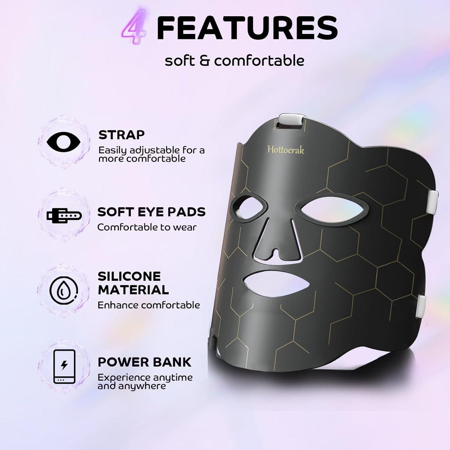 Red Light Therapy for Face, Portable and Soft LED Face Mask Light Therapy Suitable for Home or Travel