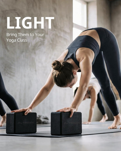 Yoga Blocks 2 Pack, Soft Non-Slip Foam Blocks with Beveled Edges for Alignment and Stretching in Yoga, Pilates, and Dance - Supportive, Lightweight, Odor Resistant, Latex-Free
