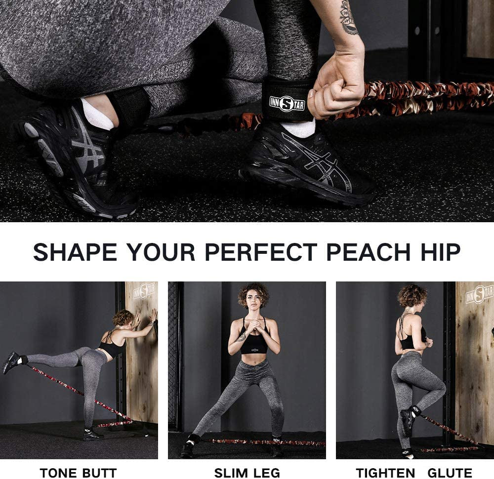 Ankle Resistance Bands with Cuffs, Cable Kick Back Ankle Straps for Cable Machines, Adjustable Gym Ankle Straps Glutes Workout Equipment for Women Men