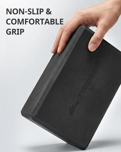 Yoga Blocks 2 Pack, Soft Non-Slip Foam Blocks with Beveled Edges for Alignment and Stretching in Yoga, Pilates, and Dance - Supportive, Lightweight, Odor Resistant, Latex-Free